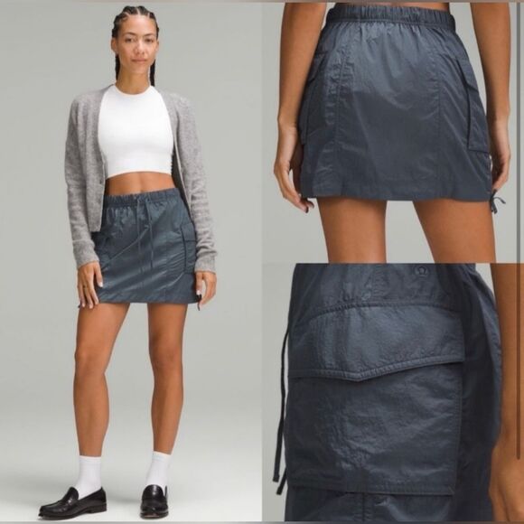 NWT Lululemon Nylon Cargo Mini SkirtOil Grey Size XS - Picture 1 of 7